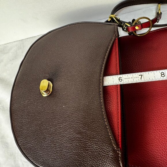 Chala Puppy Paw Print Half Moon Purse Faux Leather Red Brown Crossbody Keychain - Picture 13 of 16